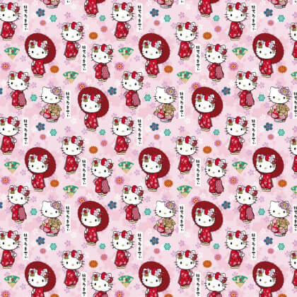 Tissu Hello Kitty Kimono Japonais - oeko tex