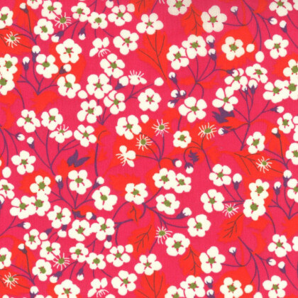 Tissu Liberty Mitsi Rose Hibiscus  - Oeko tex