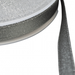 Ruban SATIN LUREX ARGENT - TRAME GRIS, 10 mm, au mètre