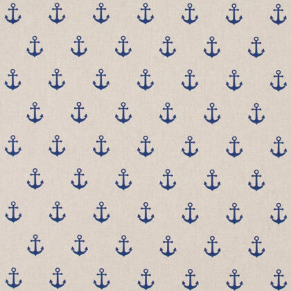 Tissu toile aspect lin motifs ancres marines bleu marine - Oeko tex