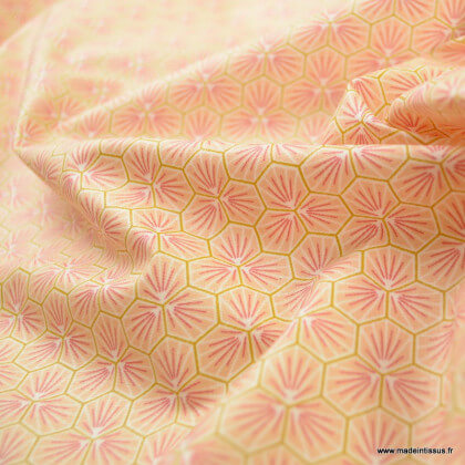 Tissu coton Riad Enduit coloris Rose Oeko tex