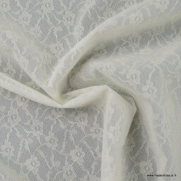 Tissu Dentelle dessin811S ivoire contrecollée mousseline ivoire 150cm