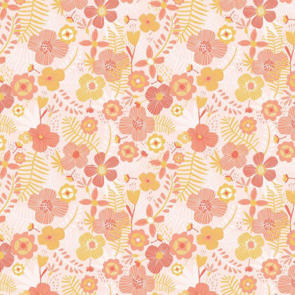 Popeline motifs fleurs corail Katia Fabrics - oeko tex