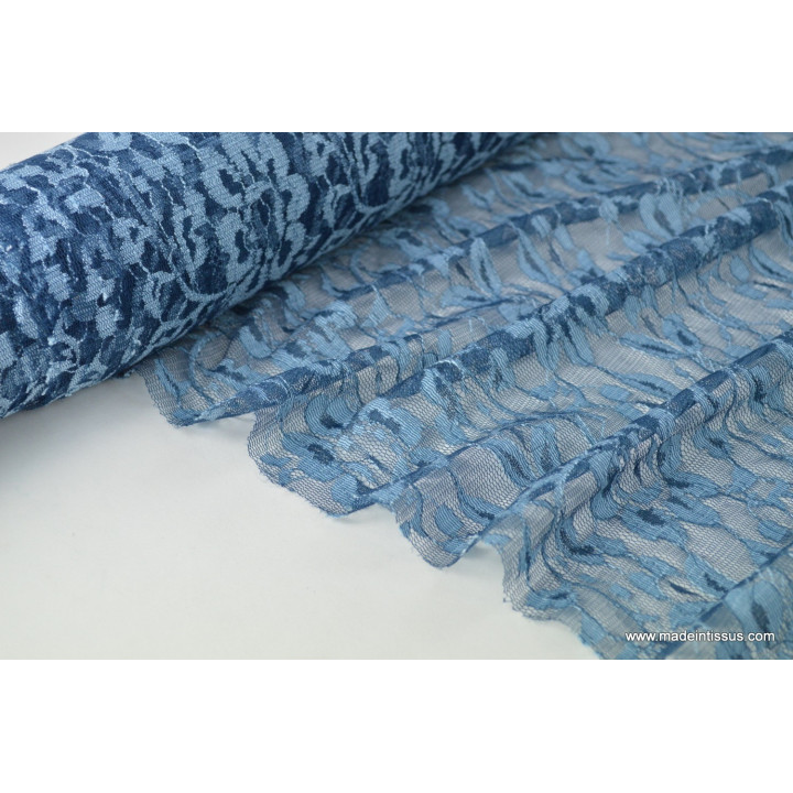Dentelle fine bleu marine pour robe de mariée