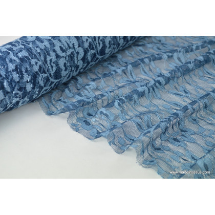 Dentelle fine bleu marine pour robe de mariée