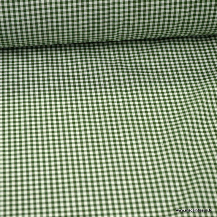 Tissu vichy petits carreaux 100%coton vert sapin - Oeko tex