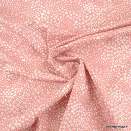 Tissu Cretonne motif étoiles fond rose - Anggun - Oeko tex