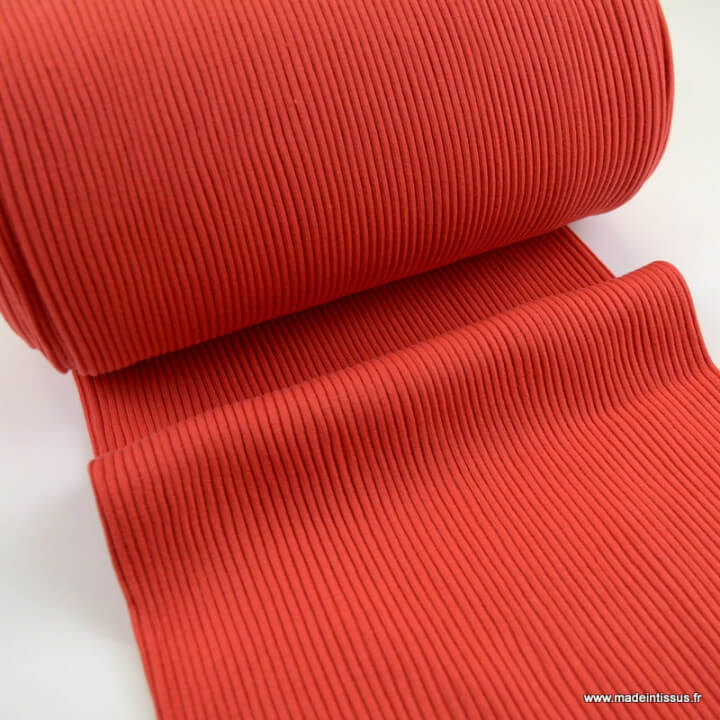 Tissu jersey Bord-côte Tubulaire côtelé Rouge - oeko tex