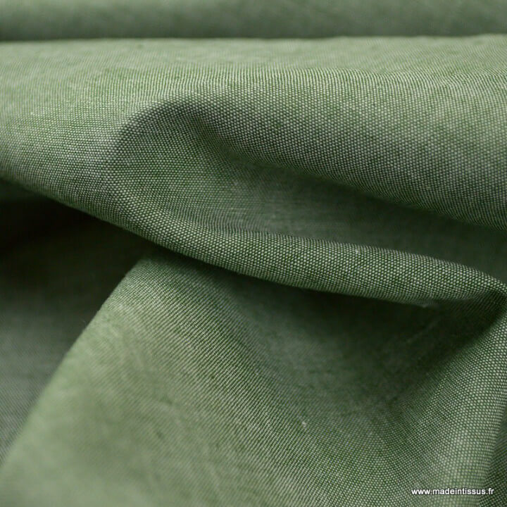 Tissu chambray coloris Sapin - oeko tex