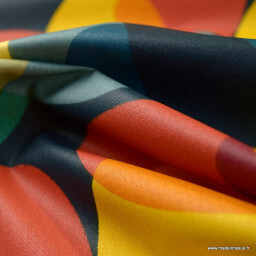 Tissu coton enduit Sixties multicouleur -  Oeko tex