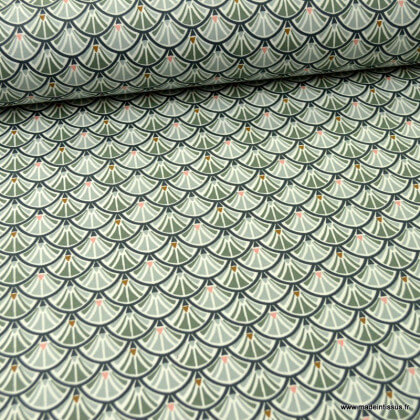 Tissu coton Jacinthe imprimé écailles grises - Oeko tex