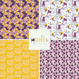 Tissu coton motifs fleurs fond jaune - Glory - Constance - Sunshine Fabric - Cotton and Steel