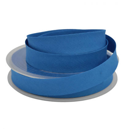 Biais replié 18 mm coton uni Bleu France