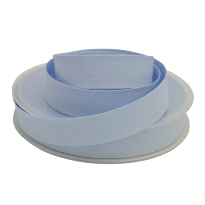 Biais replié 18 mm coton uni Bleu Myosotis