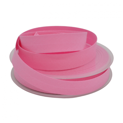 Biais replié 18 mm coton uni Rose