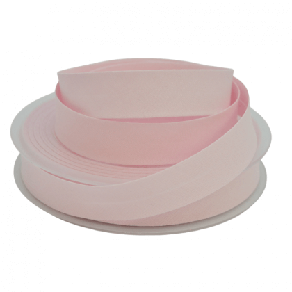 Biais replié 18 mm coton uni Rose Clair