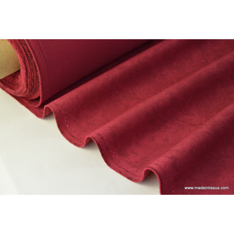 tissu faux uni bordeaux pour nappe et décoration