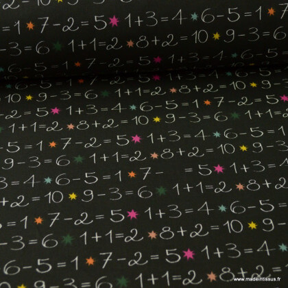Tissu coton motifs additions fond tableau noir - oeko tex