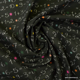 Tissu coton motifs additions fond tableau noir - oeko tex