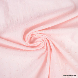 Tissu plumetis voile de coton Rose blush