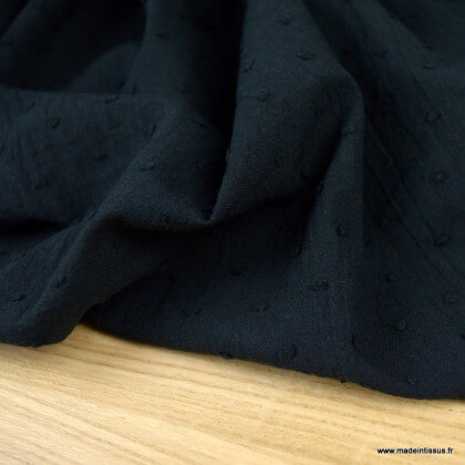 Tissu plumetis voile de coton Noir