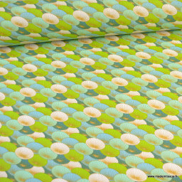 Tissu Coton Oeko tex motifs ombrelle Turquoise - Oeko tex