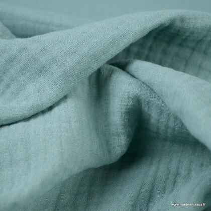 Double gaze de coton Bio uni céladon - Gots & oeko tex