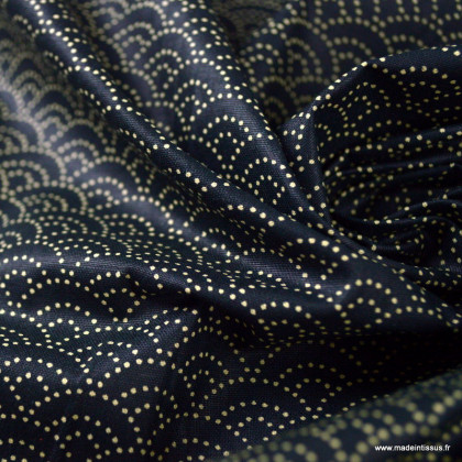 Tissu coton motif Segaiha Noir