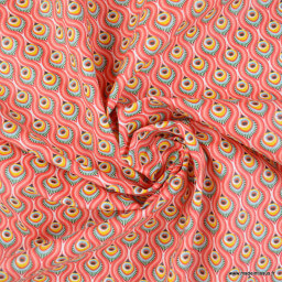 Tissu coton Enduit Peacock Rose - Oeko tex