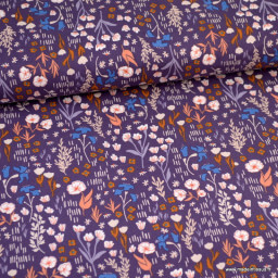 Tissu coton motifs fleurs- Dear Isla - Dark Liliac Fabric - Cotton and Steel
