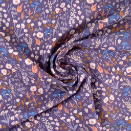 Tissu coton motifs fleurs- Dear Isla - Dark Liliac Fabric - Cotton and Steel