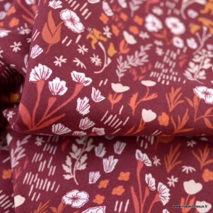 Tissu Cotton and Steel, motifs fleurs- Dear Isla - Deep Rose Fabric