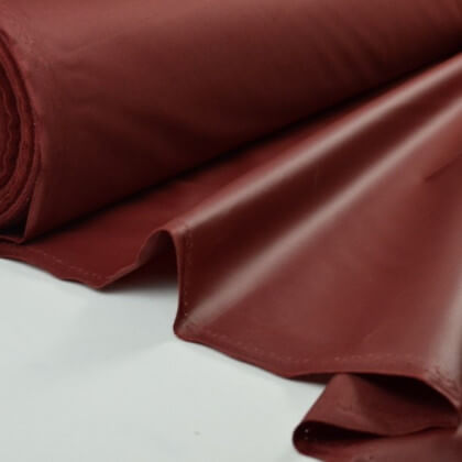 Tissu leger imperméable étanche polyester enduit acrylique bordeaux .