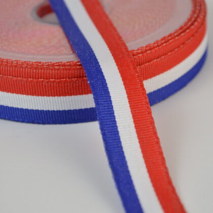 Ruban polyester Bleu blanc rouge Tricolore 15mm