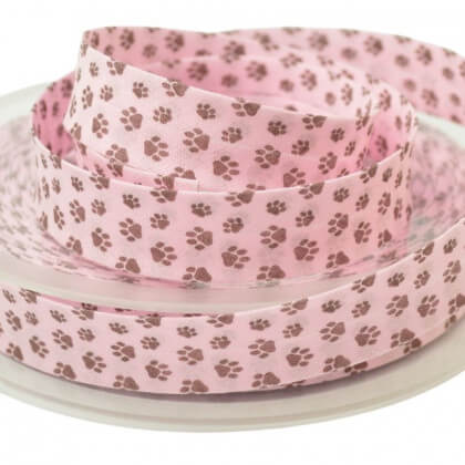 Biais replié 18 mm coton pattes Rose