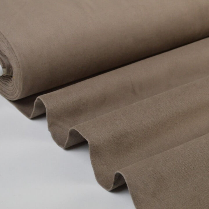 Tissu velours ras coton gris taupe pour confection pantalon 