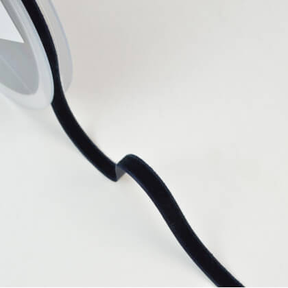 Ruban velours MARINE, 9mm, au mètre