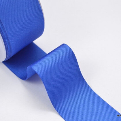 Ruban gros grain BLEU ROI, 38 mm, au mètre