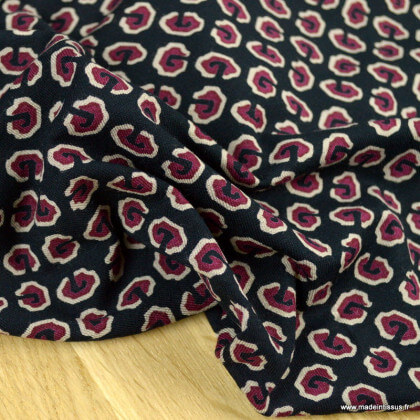 Tissu Jersey de Viscose motif graphique bordeaux