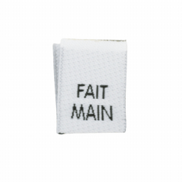 Etiquette tissée pliée à coudre message "FAIT MAIN" 15x40mm