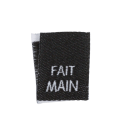 Etiquette tissée pliée à coudre message "FAIT MAIN" 15x40mm