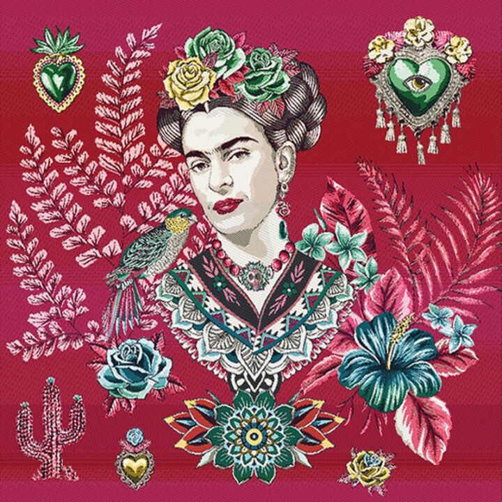 Carré / panneau en jacquard Artista Fuchsia - Frida Kahlo