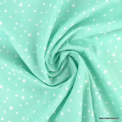 Tissu coton Atria motifs étoiles fond Céladon - Oeko tex