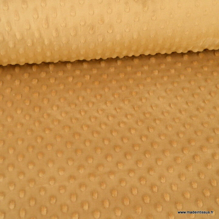Tissu minky pois Camel - oeko tex