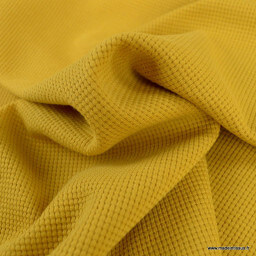 Tissu jersey nid d'abeille moutarde - oeko tex