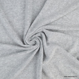 Tissu Eponge habillement gris 100% coton - Oeko tex