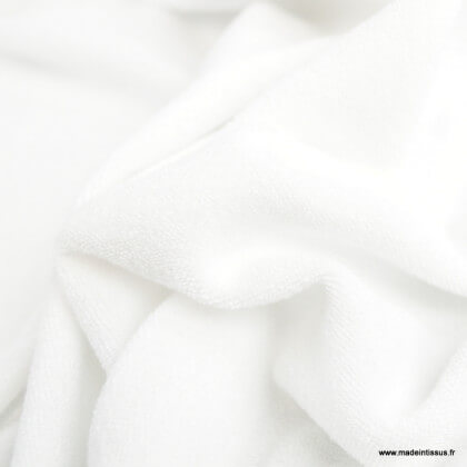 Tissu Eponge bouclette blanc 100% coton - Oeko tex