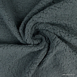 Tissu Fausse Fourrure maille sherpa Anthracite