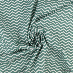 Tissu coton Tezy motif zigzag chevrons Thym - Oeko tex