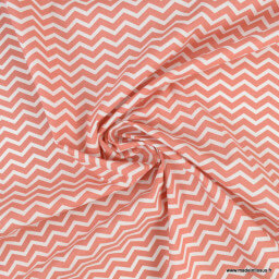 Tissu coton Tezy motif zigzag chevrons Chili - Oeko tex